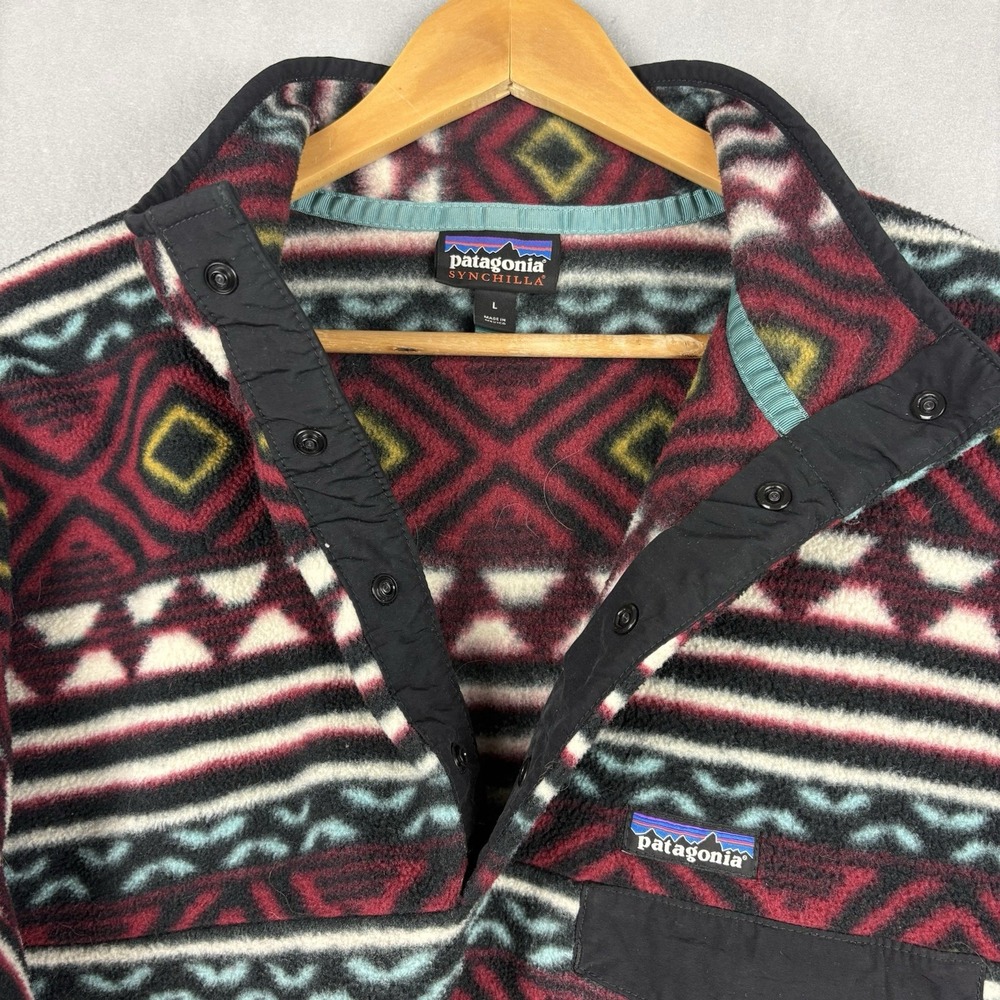 Patagonia Synchilla Snap-T Fleece Pullover Mens Large Aztec Saltillo Cinder Red - Picture 10 of 10